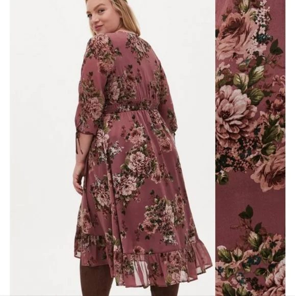 TORRID MIDI CHIFFON SURPLICE DRESS/ 2X. - Picture 2 of 13